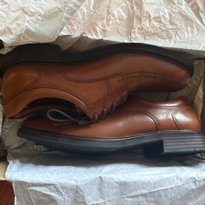 Johnston & Murphy Tan Leather Oxfords runoff lace up tan calfskin 8.5 M